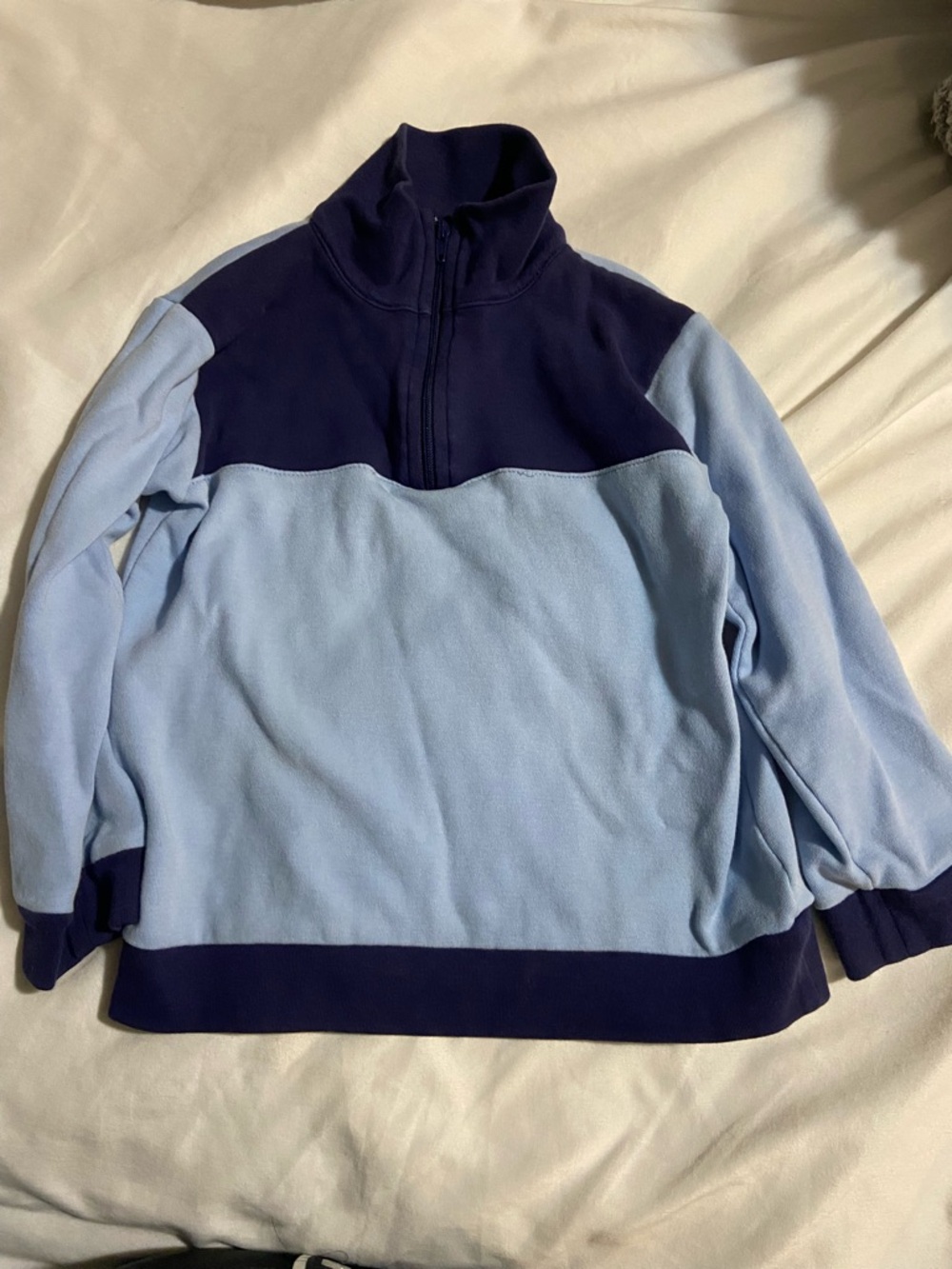 Little English Light Blue and Navy Half-Zip Pullover Tee